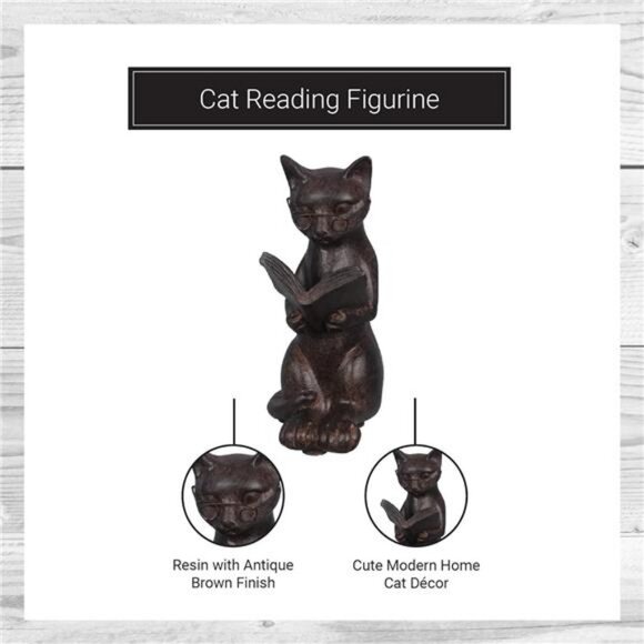 Cat Figurine - Cute Cat Statue - Whimsical Cat Decor for Cat Lovers - Picture 3 of 8